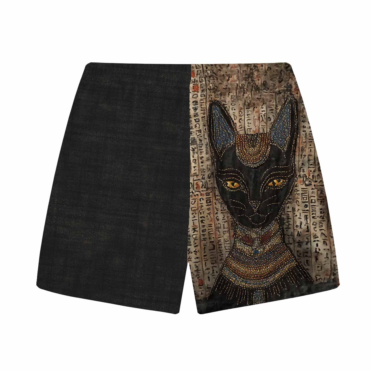 Men's Vintage Egyptian Buster Cat Art Pattern Elastic Waistband Shorts