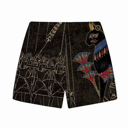Ancient Egyptian Cat Mysterious Retro Elastic Waistband Shorts
