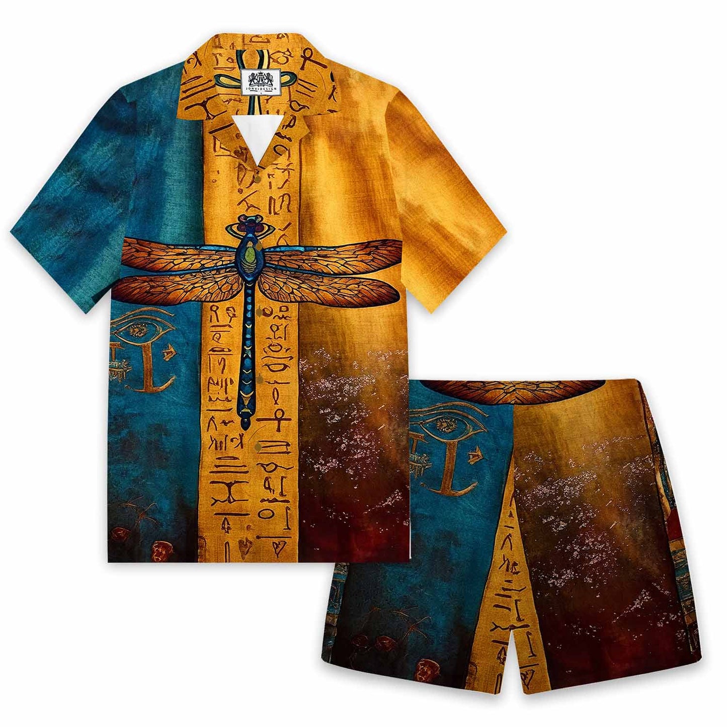 Egyptian Dragonfly Vintage Gradient Art Casual Shorts