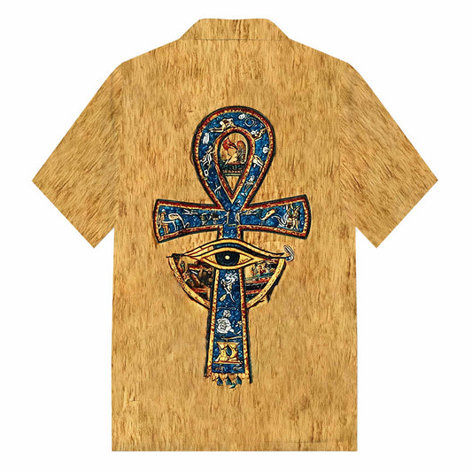 Men's Egyptian Ankh Pattern Casual Short-Sleeved Shirt