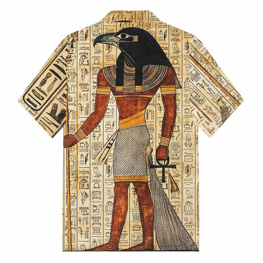 Egyptian Elements Vintage Printed Casual Short-Sleeved Shirt
