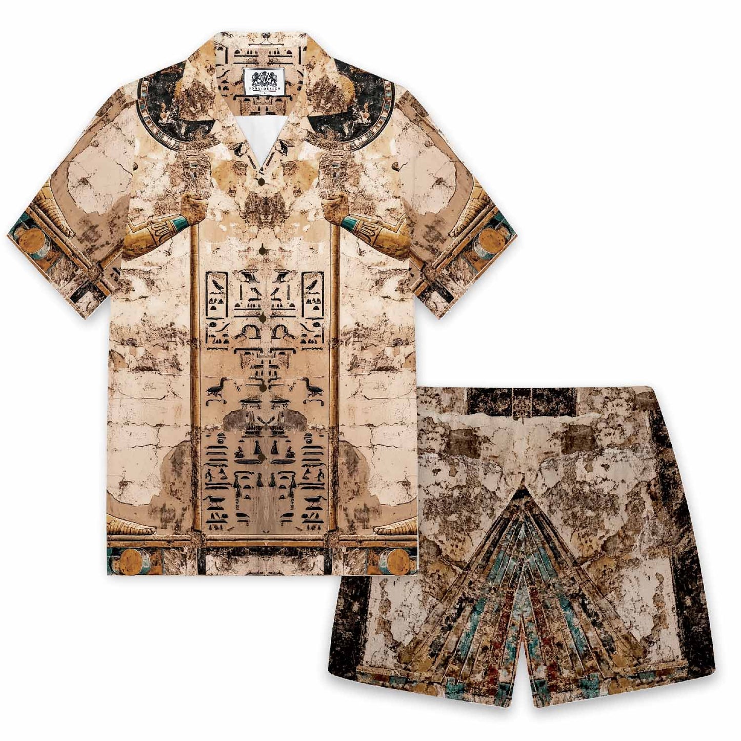 Ancient Egyptian Horus Print Casual Elastic Waist Shorts