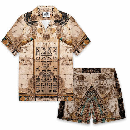 Ancient Egyptian Horus Print Casual Elastic Waist Shorts