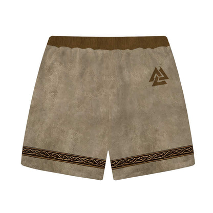 Men's Viking Nordic Eagle Print Vintage Elastic Waist Shorts