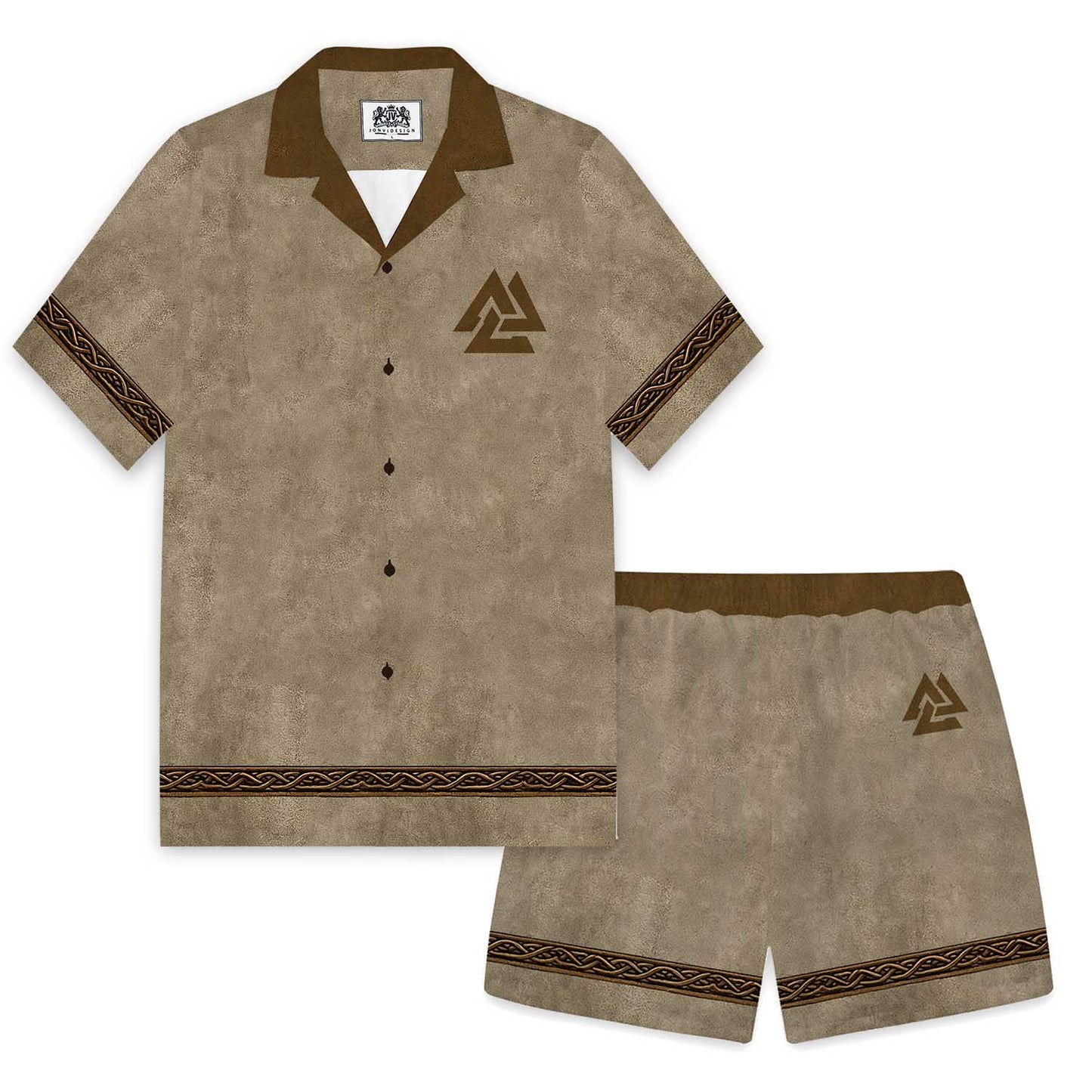 Men's Viking Nordic Eagle Print Vintage Elastic Waist Shorts