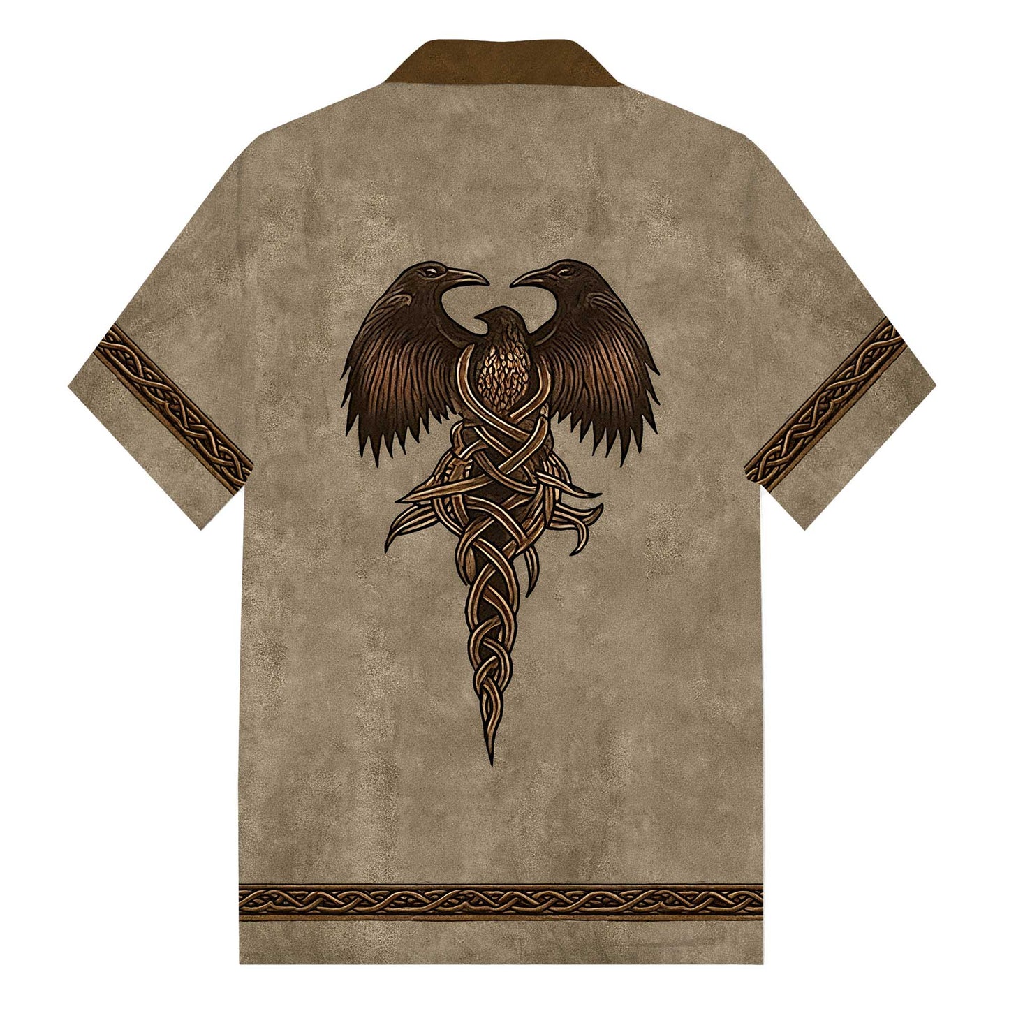 Men's Viking Nordic Eagle Print Vintage Camp Collar Short Sleeve Shirt
