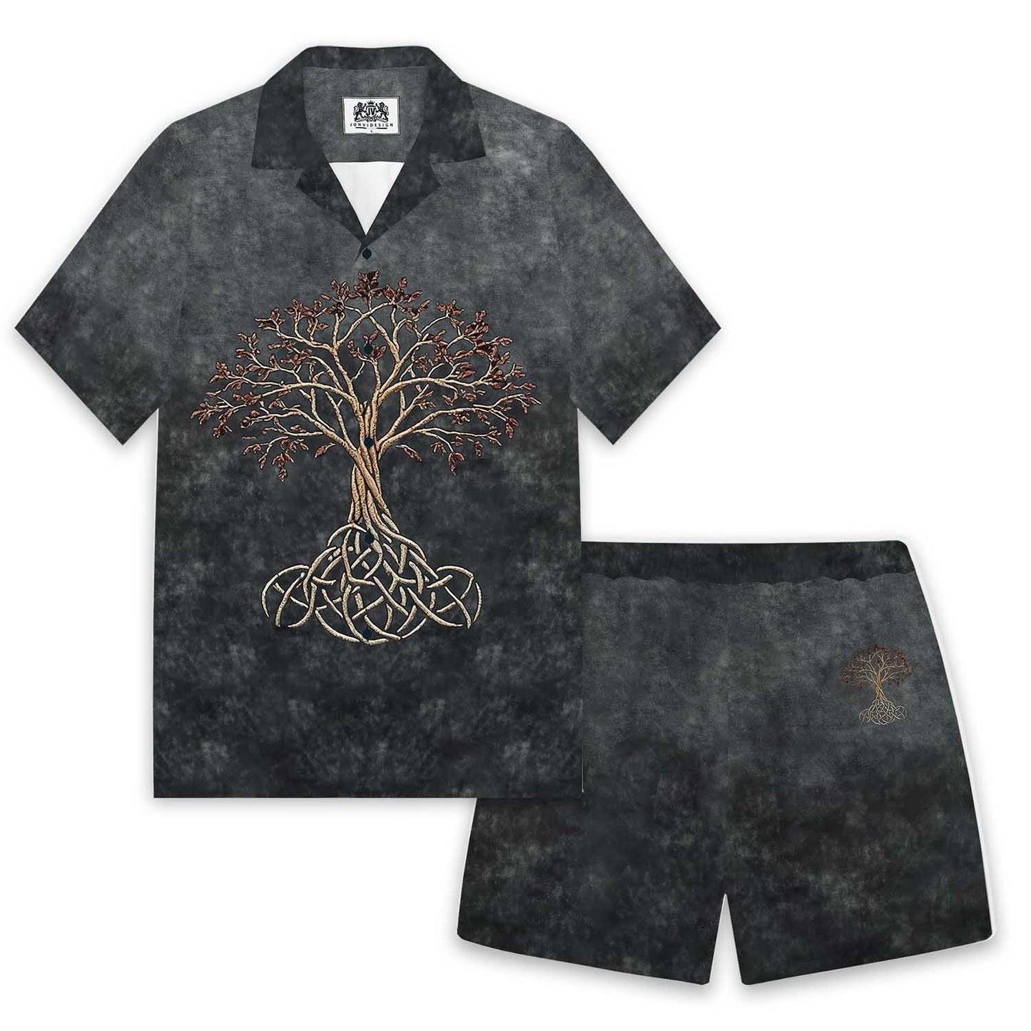 Men's Viking Tree of Life Camp Collar Short Sleeve Shirt