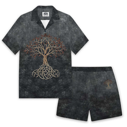 Men's Viking Tree of Life Camp Collar Short Sleeve Shirt