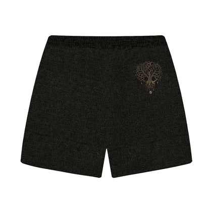 Men's Black Viking Tree of Life Print Casual Elastic Waist Shorts