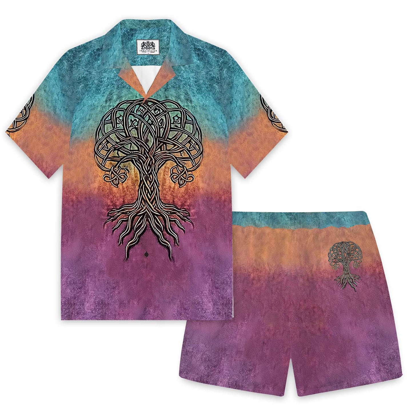 Viking-Style Tree Of Life Celtic Knot Art Vintage Elastic Waist Shorts