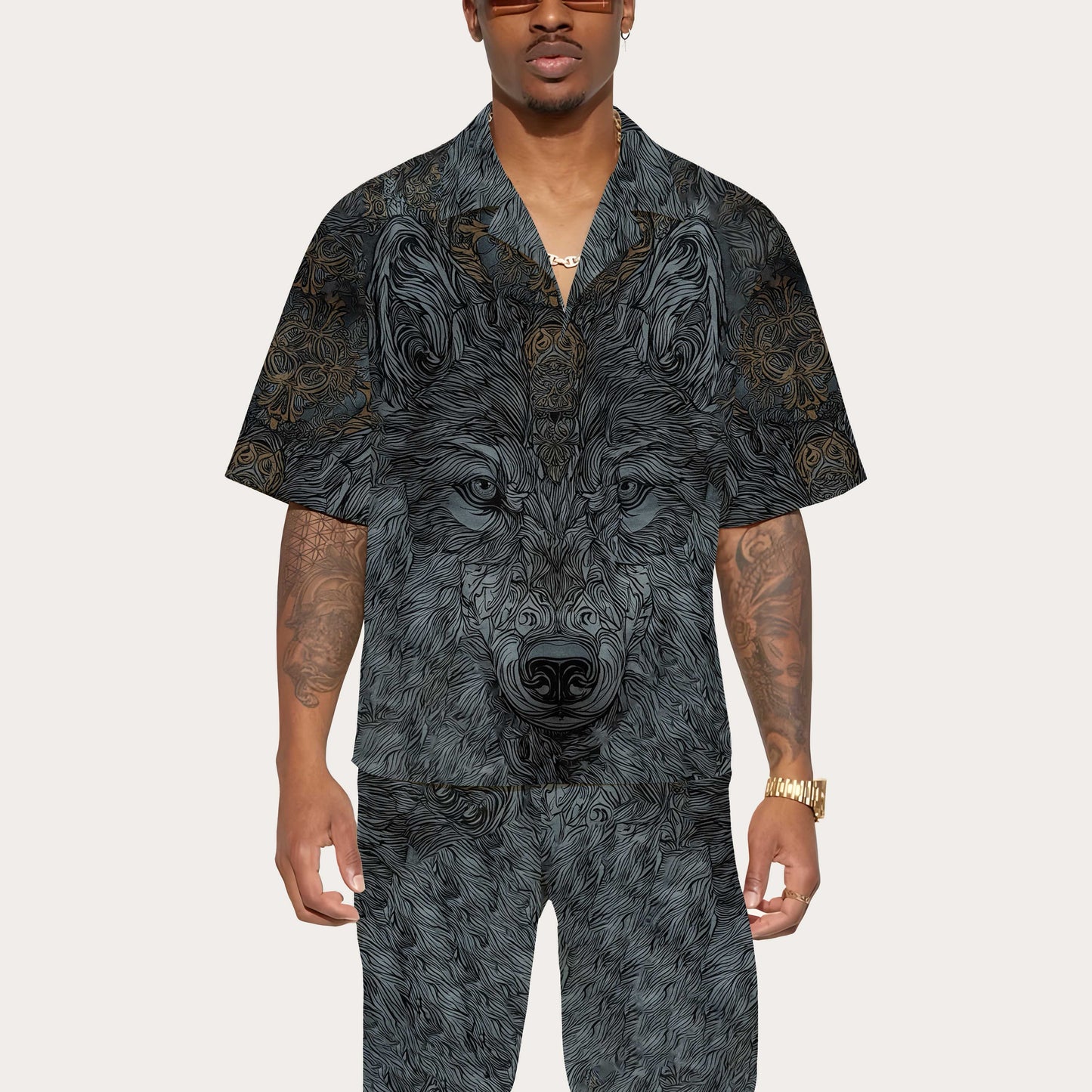 Mysterious Night Wolf King Elastic Waist Shorts