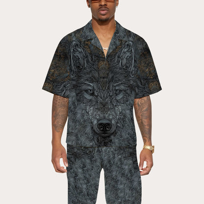 Mysterious Night Wolf King Elastic Waist Shorts