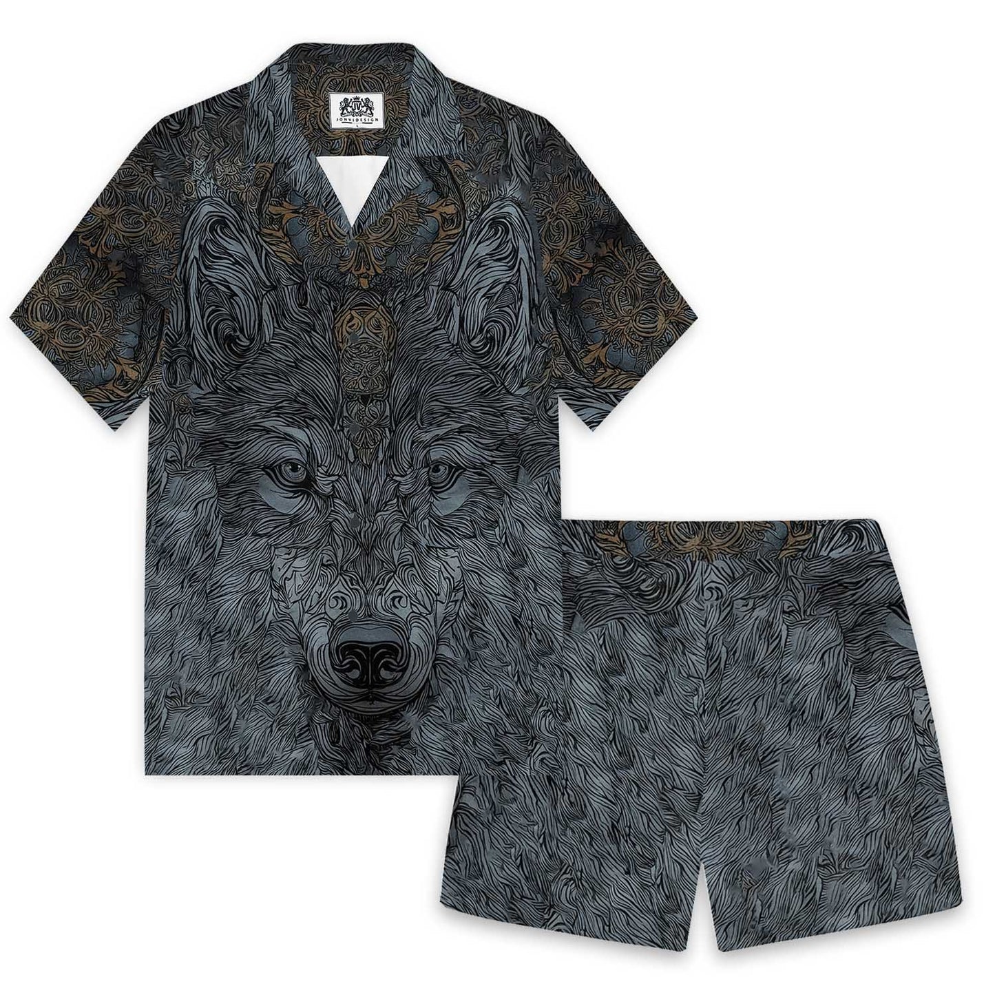 Mysterious Night Wolf King Elastic Waist Shorts