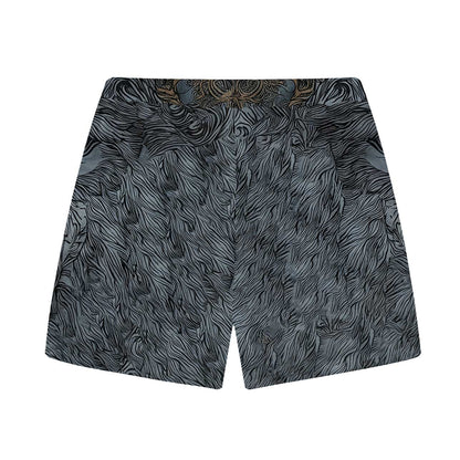 Mysterious Night Wolf King Elastic Waist Shorts