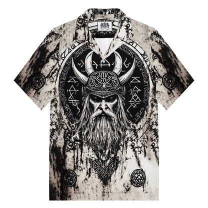 Ancient Viking Warrior Gradient Camp Collar Short Sleeve Shirt