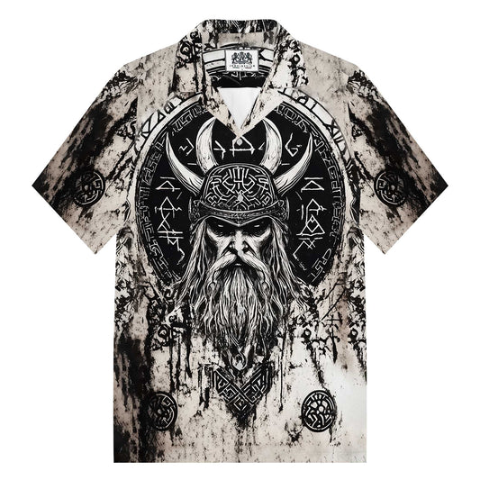 Ancient Viking Warrior Gradient Camp Collar Short Sleeve Shirt