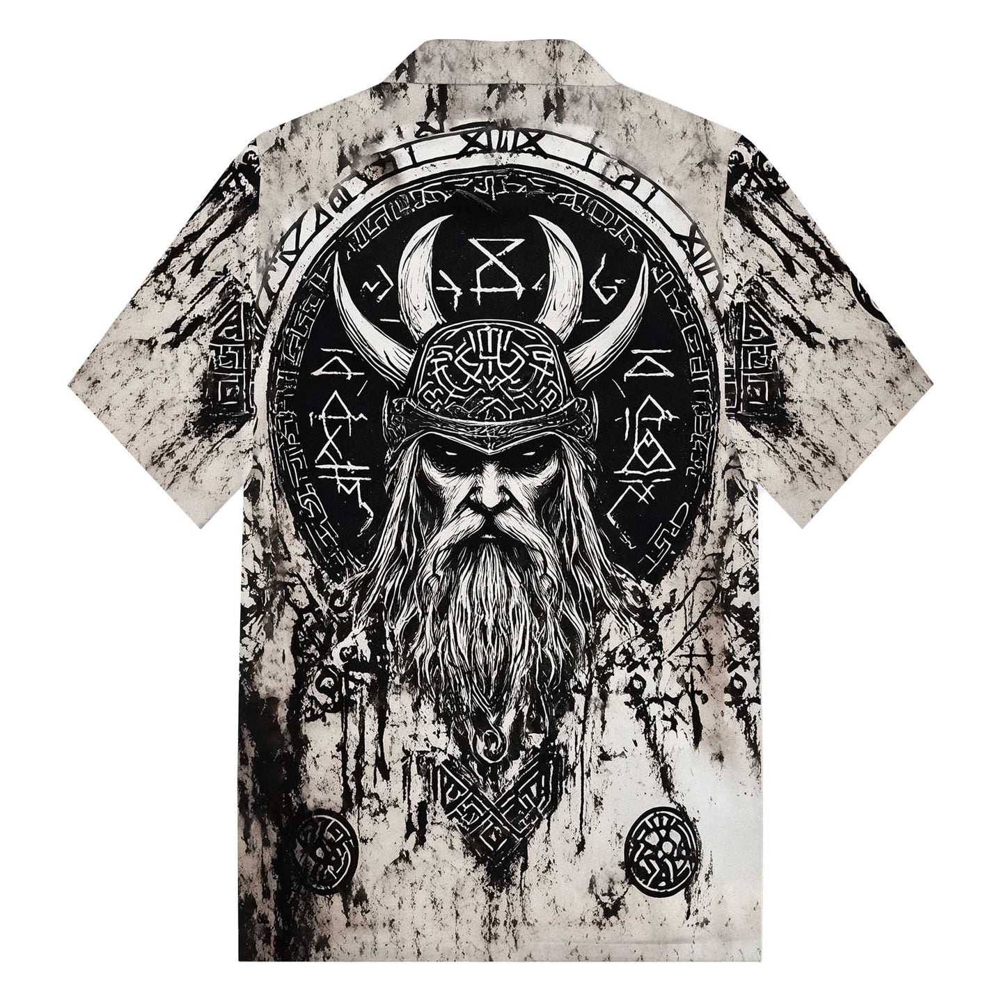 Ancient Viking Warrior Gradient Camp Collar Short Sleeve Shirt