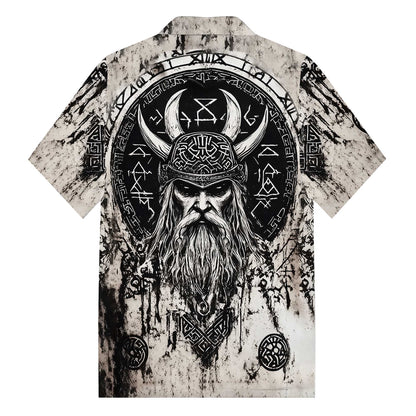 Ancient Viking Warrior Gradient Camp Collar Short Sleeve Shirt