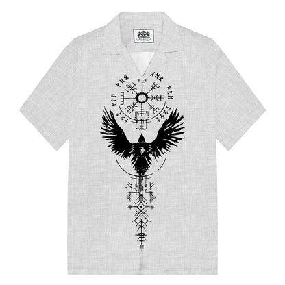 Ancient Huginn Grows Viking Camp Collar Short Sleeve Shirt