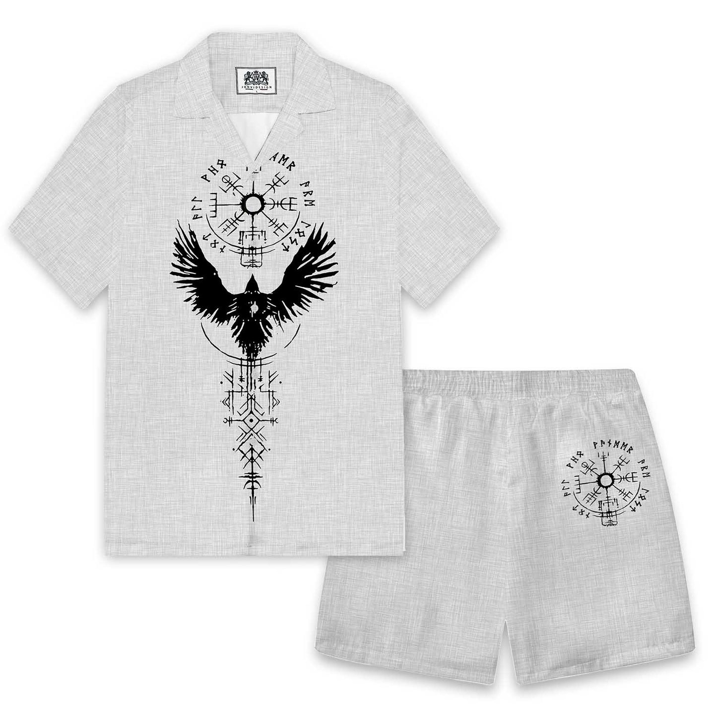 Ancient Huginn Grows Viking Camp Collar Short Sleeve Shirt