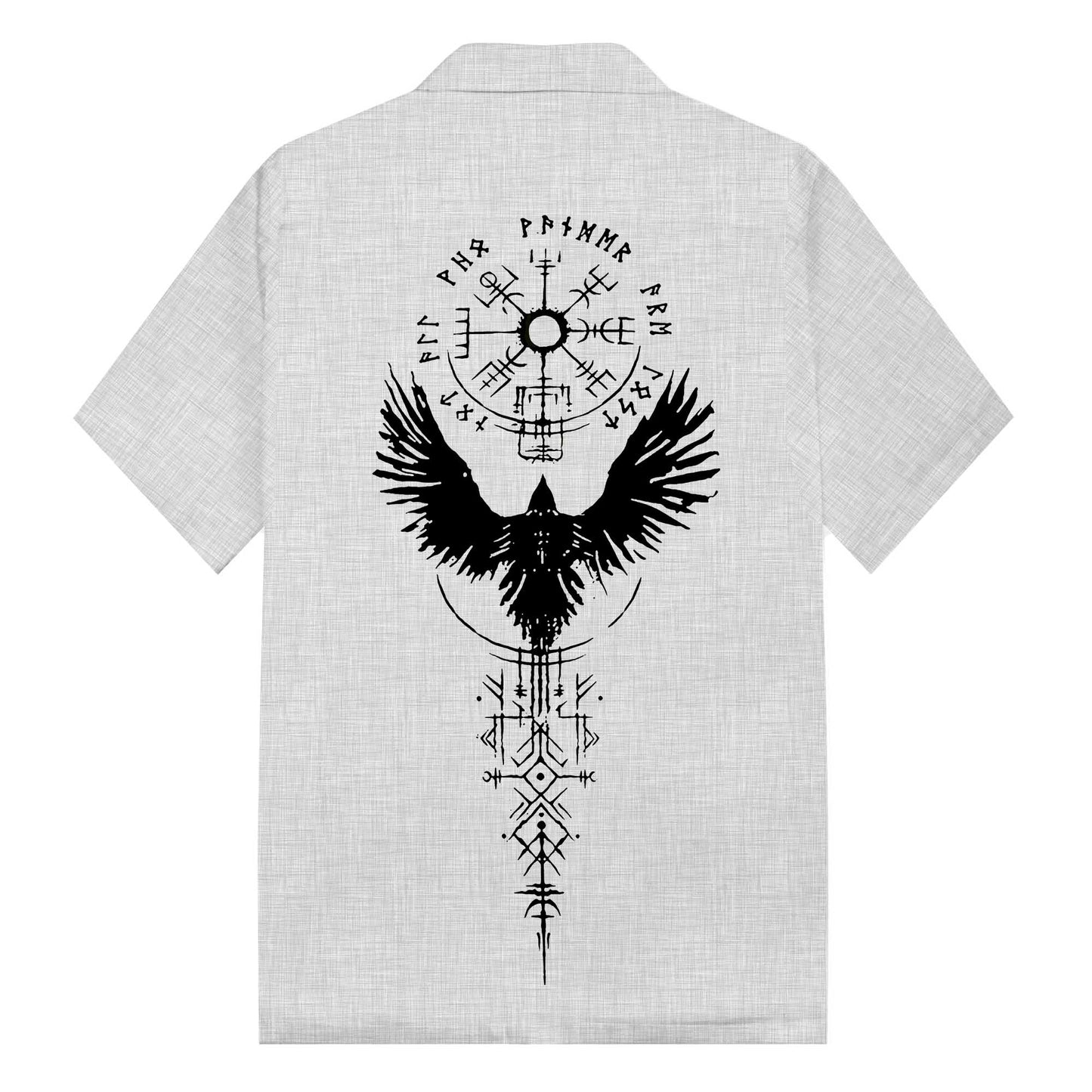 Ancient Huginn Grows Viking Camp Collar Short Sleeve Shirt