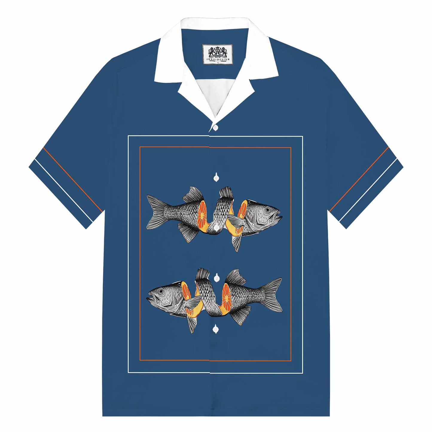 Dark Blue Casual Short-Sleeved Shirt