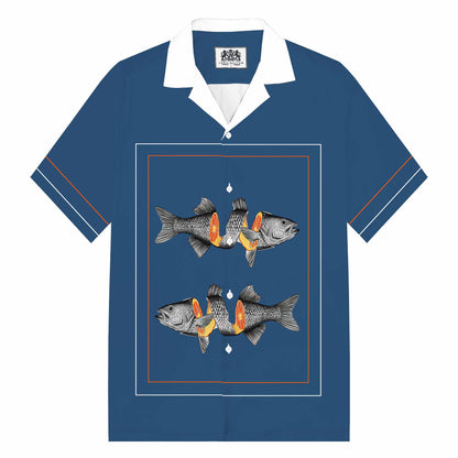 Dark Blue Casual Short-Sleeved Shirt