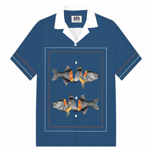 Dark Blue Casual Short-Sleeved Shirt