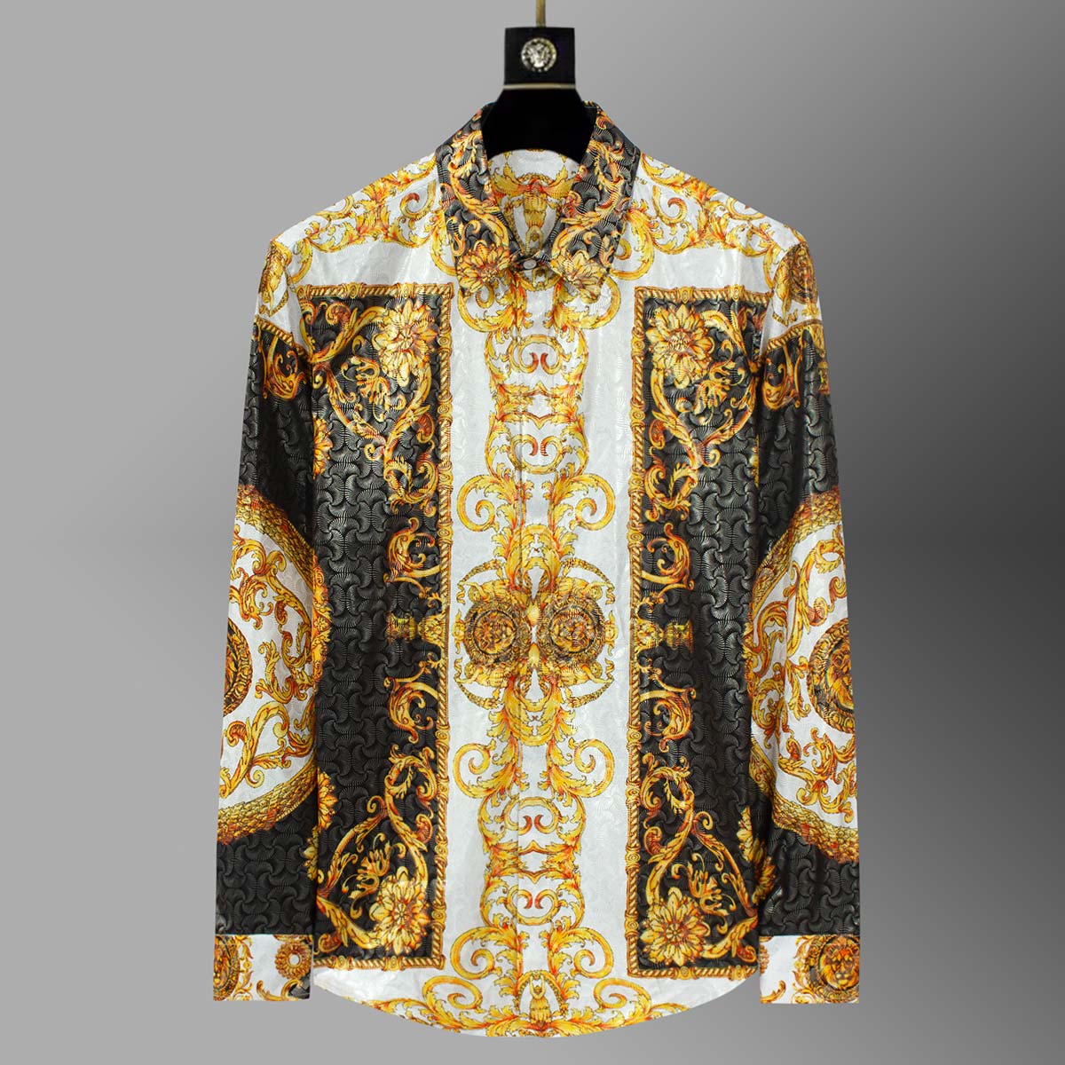 Elegant Baroque Classic Design Luxury Printed Button-up Metallic Printed Baroque Long Sleeve Shirt For Men Jonvidesign Elegant Baroque Classic Design Luxury Printed Button-up Metallic Printed Baroque Long Sleeve Shirt For Men Jonvidesign