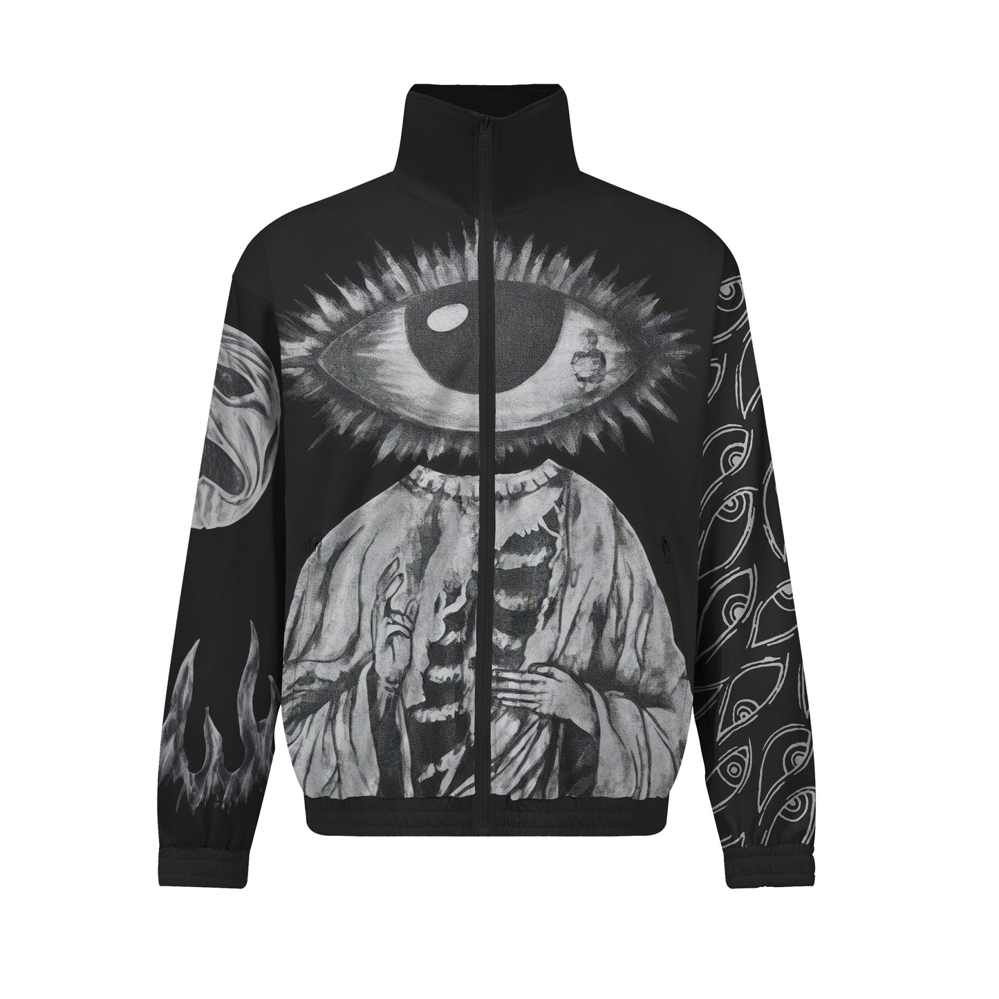 Eye of Prophecy Print Zip Up Track Suit Top