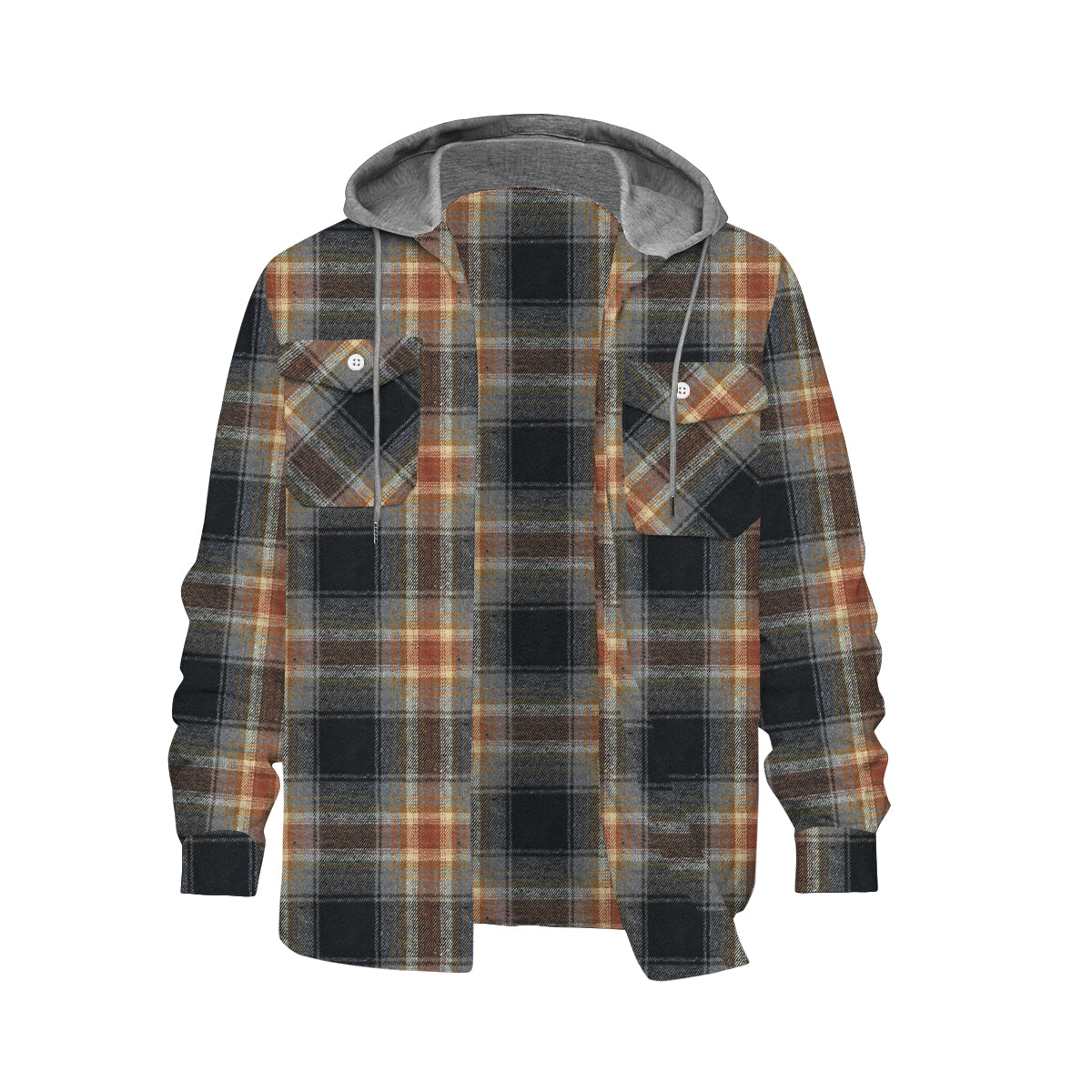 Retro Classic Plaid Long Sleeve Hooded Shirt F301