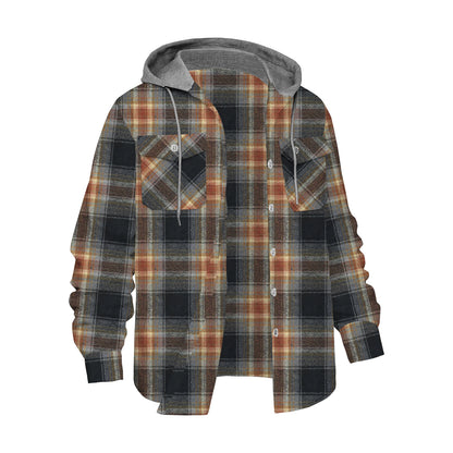 Retro Classic Plaid Long Sleeve Hooded Shirt F301