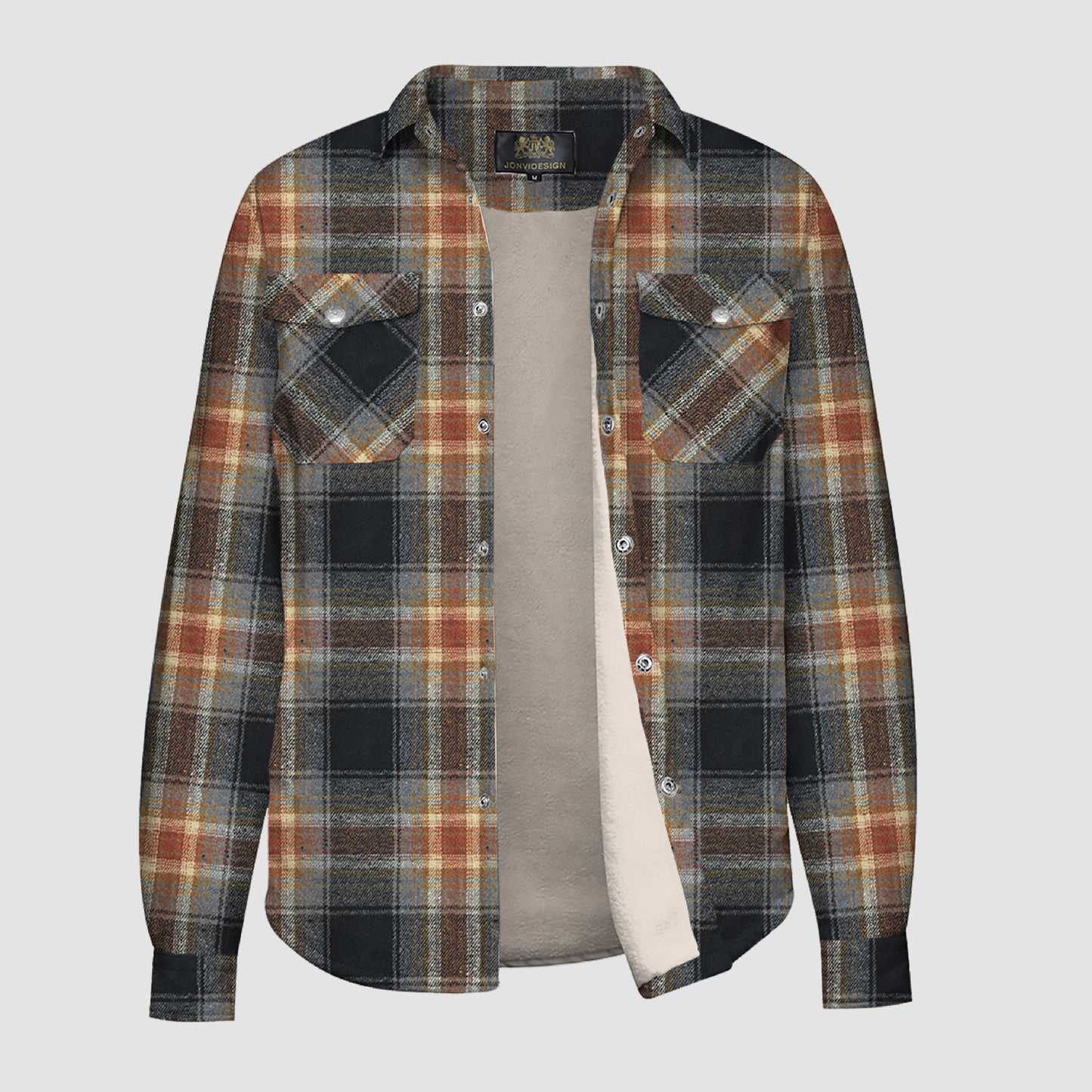 F301 Plaid Button Flannel Jacket