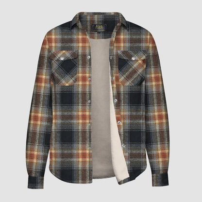 F301 Plaid Button Flannel Jacket