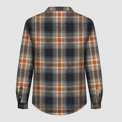 F301 Plaid Button Flannel Jacket