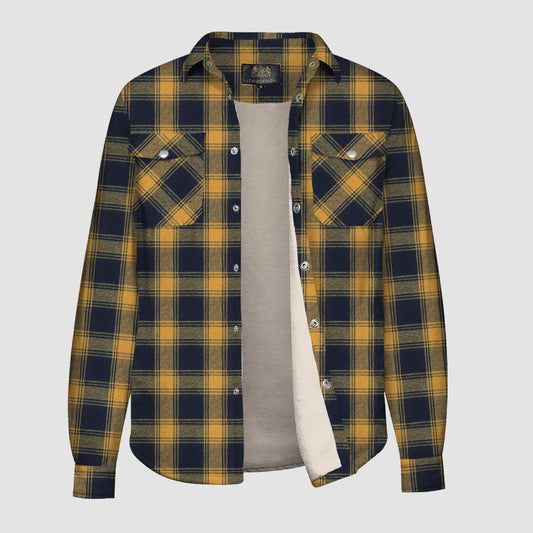 Yellow And Black Plaid Button Flannel Jacket F304