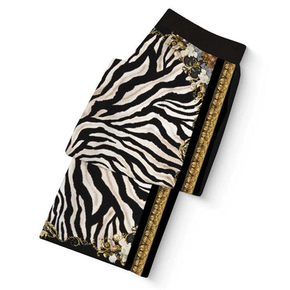 Wild Zebra Pattern Casual Trousers With Elastic Waistband