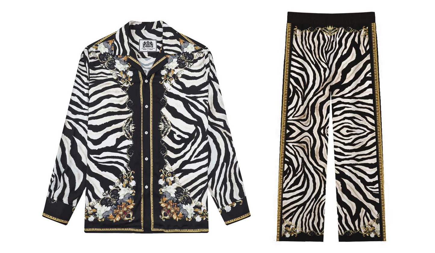 Wild Zebra Pattern Casual Trousers With Elastic Waistband