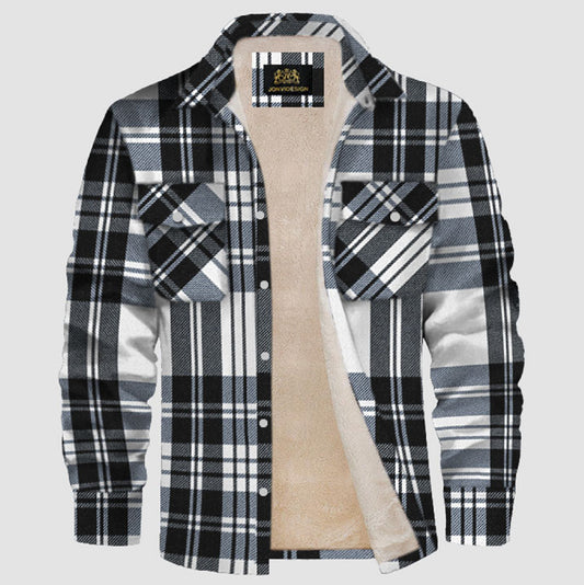 Black Flannel Plaid Button Shirt Lumber Jacket