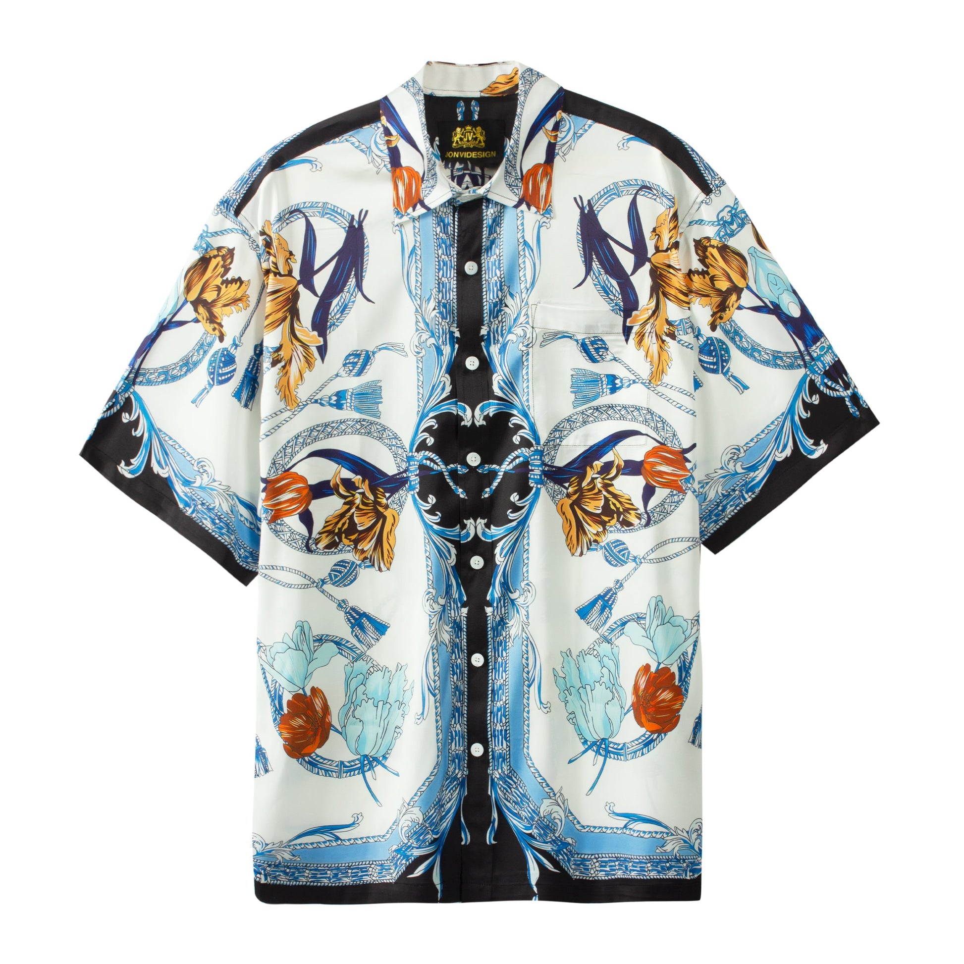 Floral Paisley Pattern Short Sleeve Shirt for Men Jonvidesign