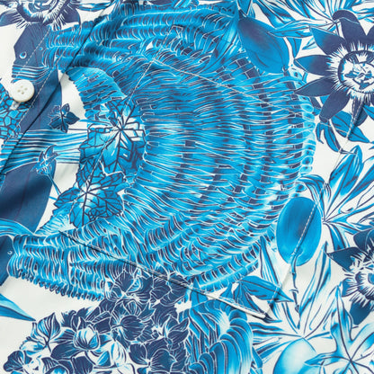 Floral Pattern Short Sleeve Shirt in Blue Jonvidesign