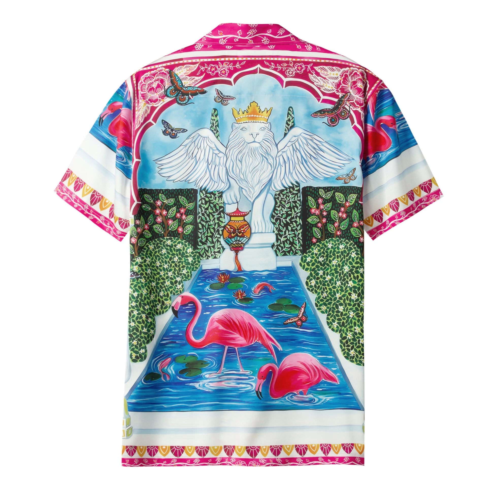 Garden Flamingo Short Sleeve Camp Collar Shirt Jonvidesign