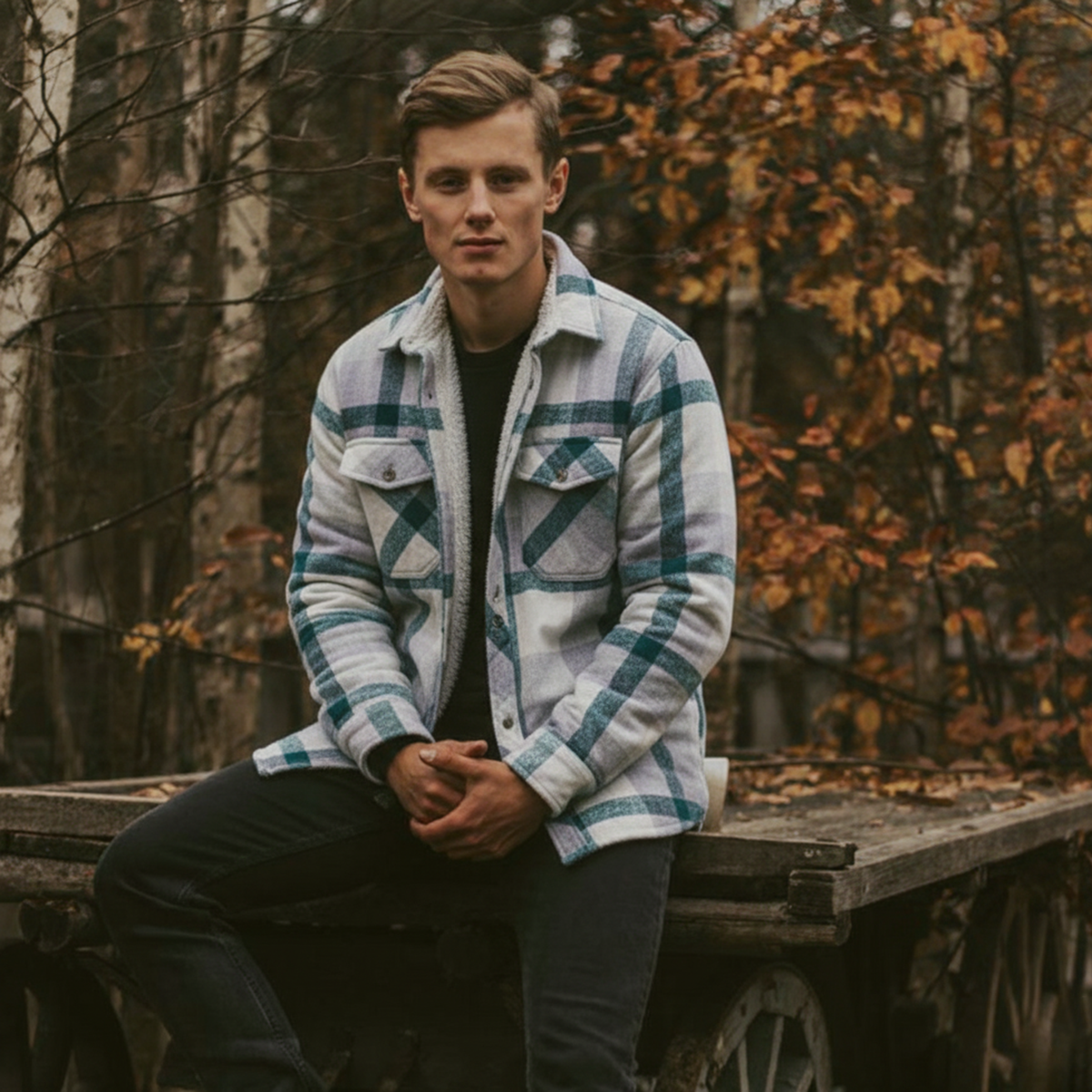 Fleece Lined Plaid Button Flannel Jacket