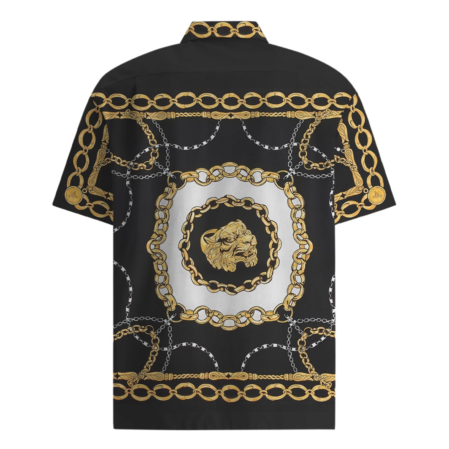 Gold Chain Pattern Short Sleeve Drop Shoulder Shirt Jonvidesign