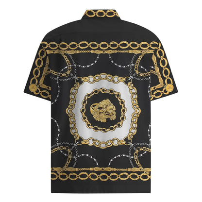 Gold Chain Pattern Short Sleeve Drop Shoulder Shirt Jonvidesign