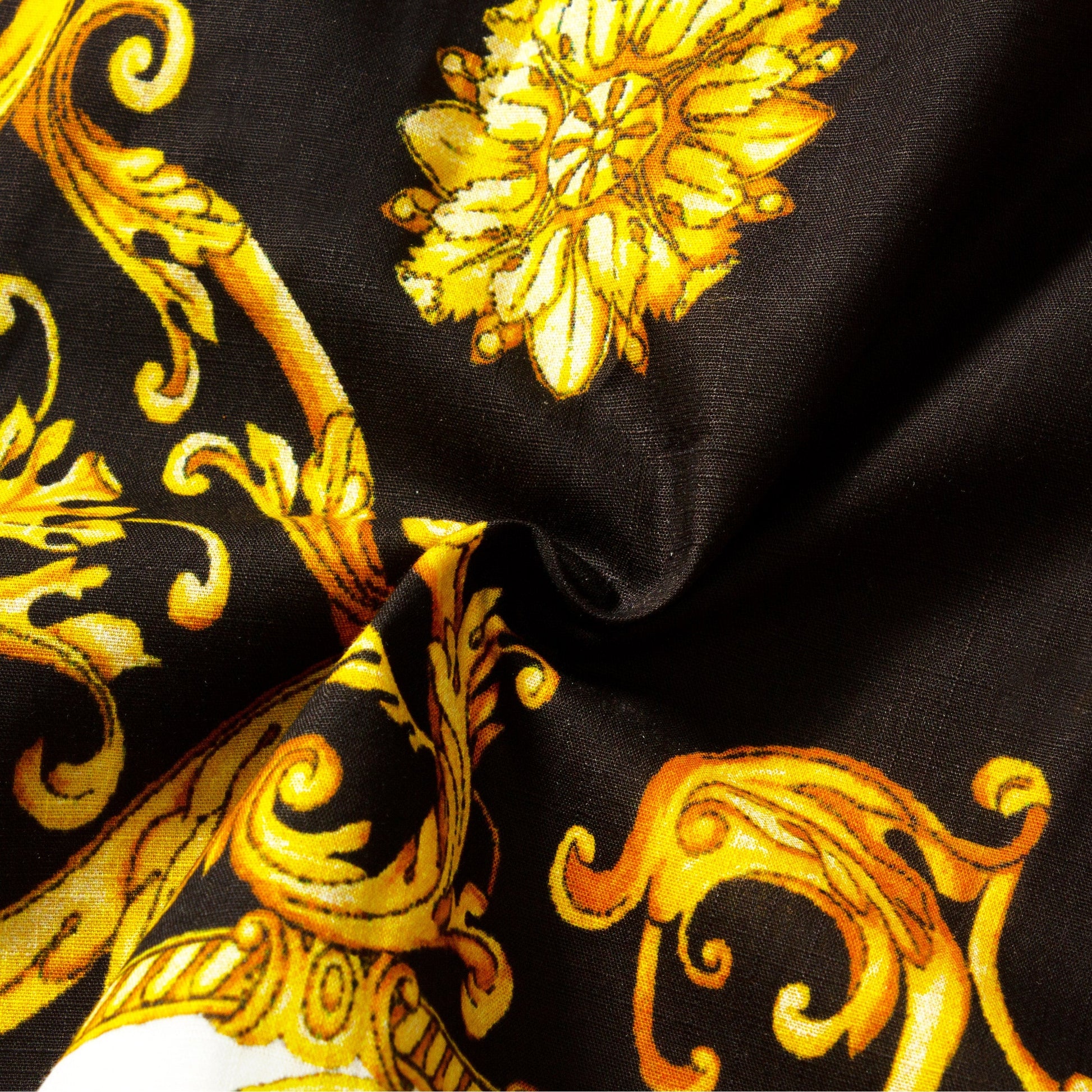 Golden Baroque Pattern Short Sleeve Shirt for Men Jonvidesign