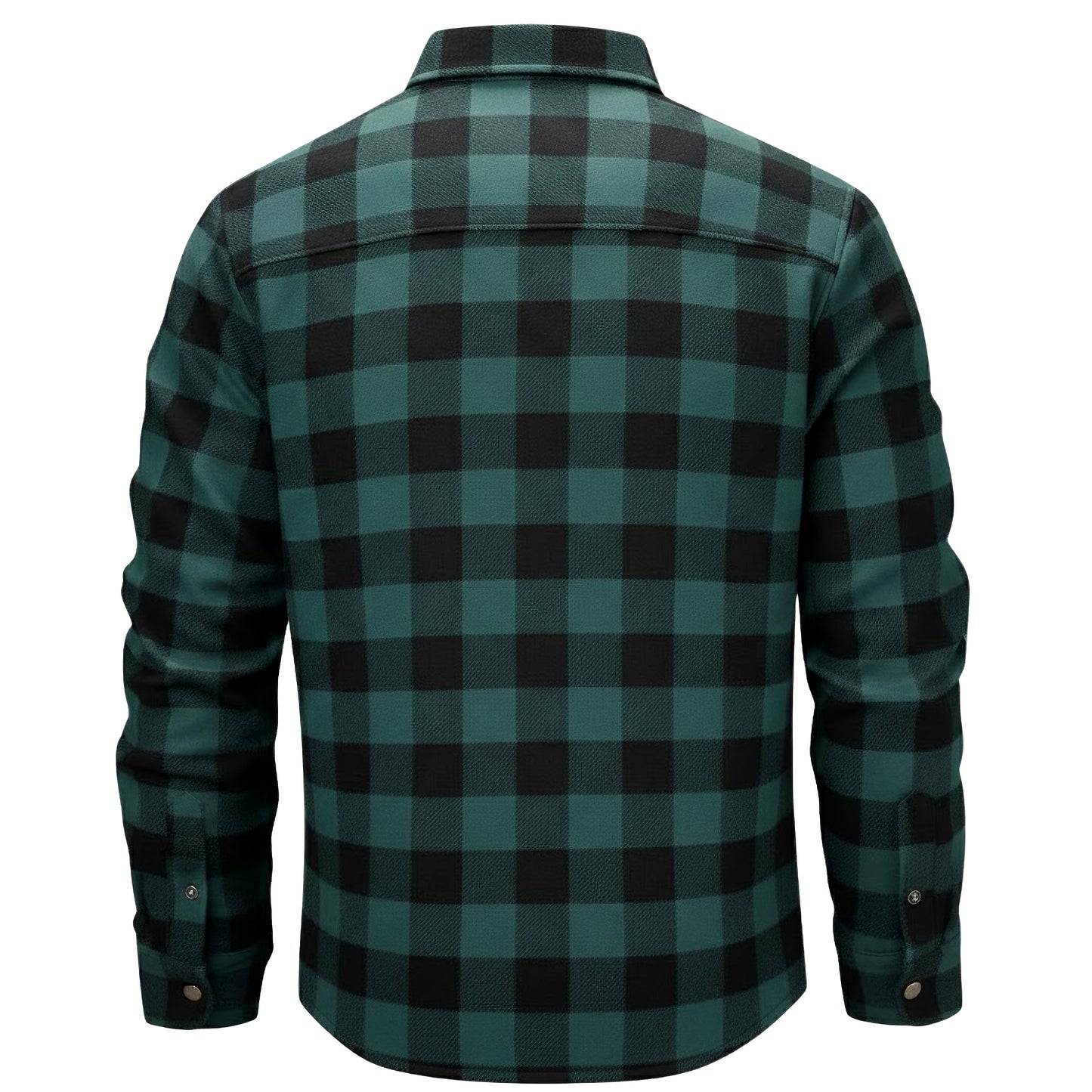 Teal-Black Plaid Button Down Flannel Jacket