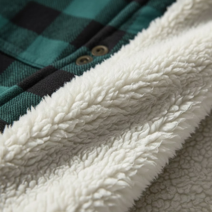 Teal-Black Plaid Button Down Flannel Jacket