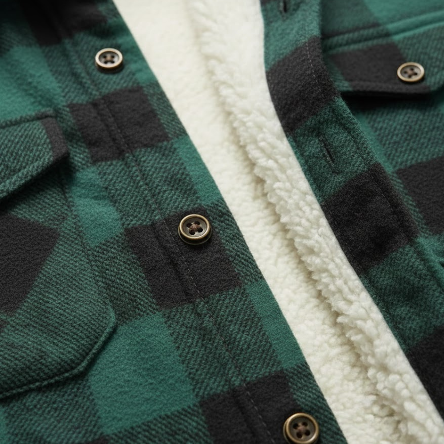Teal-Black Plaid Button Down Flannel Jacket