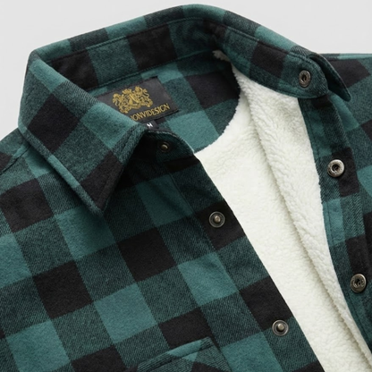 Teal-Black Plaid Button Down Flannel Jacket